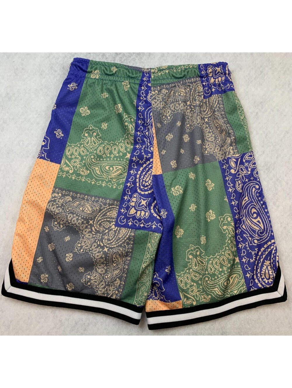 LCKR Paisley Basketball Shorts Mens Large Multicolor‎ Patchwork Mesh Drawstring